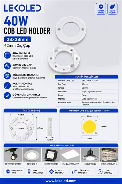 40W Cob led holder 28x28mm