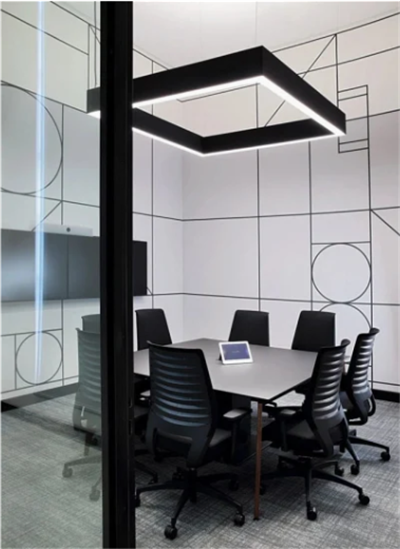 55x55cm Kare Modern Led Avize Siyah Sarkıt Linear  
