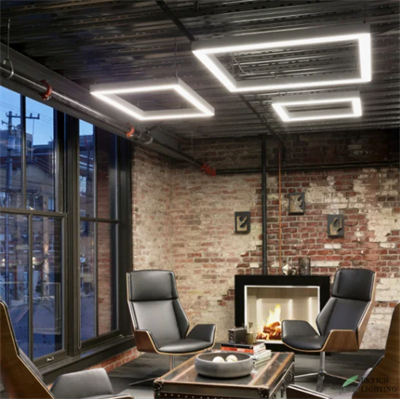 55x55cm Kare Modern Led Avize Siyah Sarkıt Linear  
