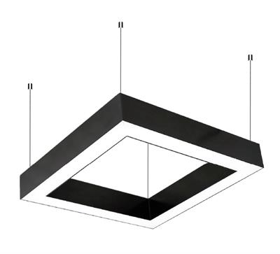 55x55cm Kare Modern Led Avize Siyah Sarkıt Linear  