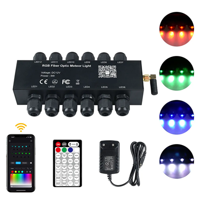 9W 12 LED RGB Işık Fiber Optik Meteor Tavan Yıldız Kayar Modülü / App Kontrollü
