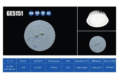GE5151 25W 35V 700MA 66LED 130MM