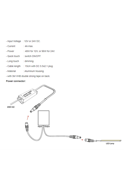 Touch switch on/off +free dimming 