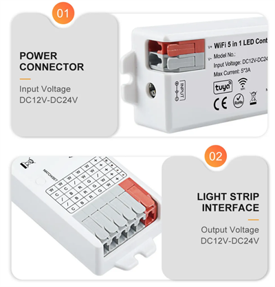 WIFI 5 IN 1 LED CONTROLLER 12/24V 5x3A