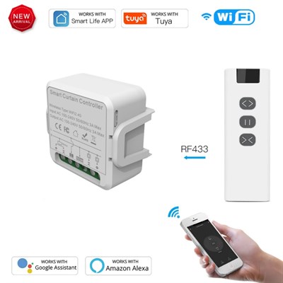 WiFi Akıllı Perde Kontrol Modülü – RF433 Uzaktan Kumanda Destekli Tuya  Smart Life uyumlu