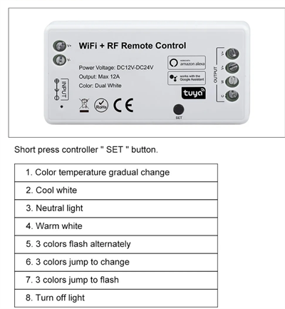 WIFI RF TUNABLE LED KONTROL ÜNİTESİ 12/24V 12A