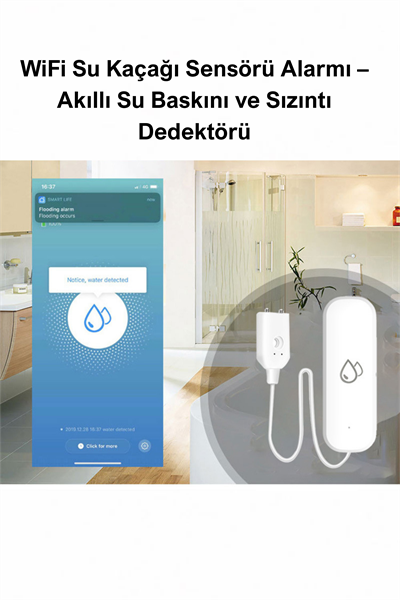 WiFi Su Kaçağı Sensörü Alarmı – Akıllı Su Baskını ve Sızıntı Dedektörü