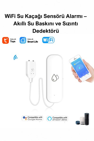 WiFi Su Kaçağı Sensörü Alarmı – Akıllı Su Baskını ve Sızıntı Dedektörü