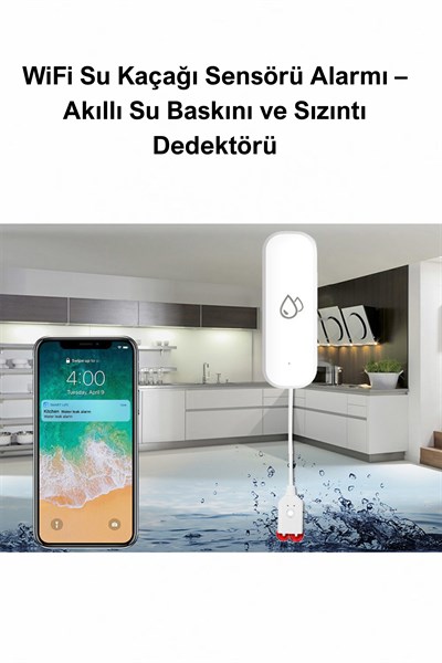 WiFi Su Kaçağı Sensörü Alarmı – Akıllı Su Baskını ve Sızıntı Dedektörü