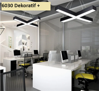 X Linear Ledli 100 x100 cm Modern Led Sarkıt Siyah 5x8 Kasa 