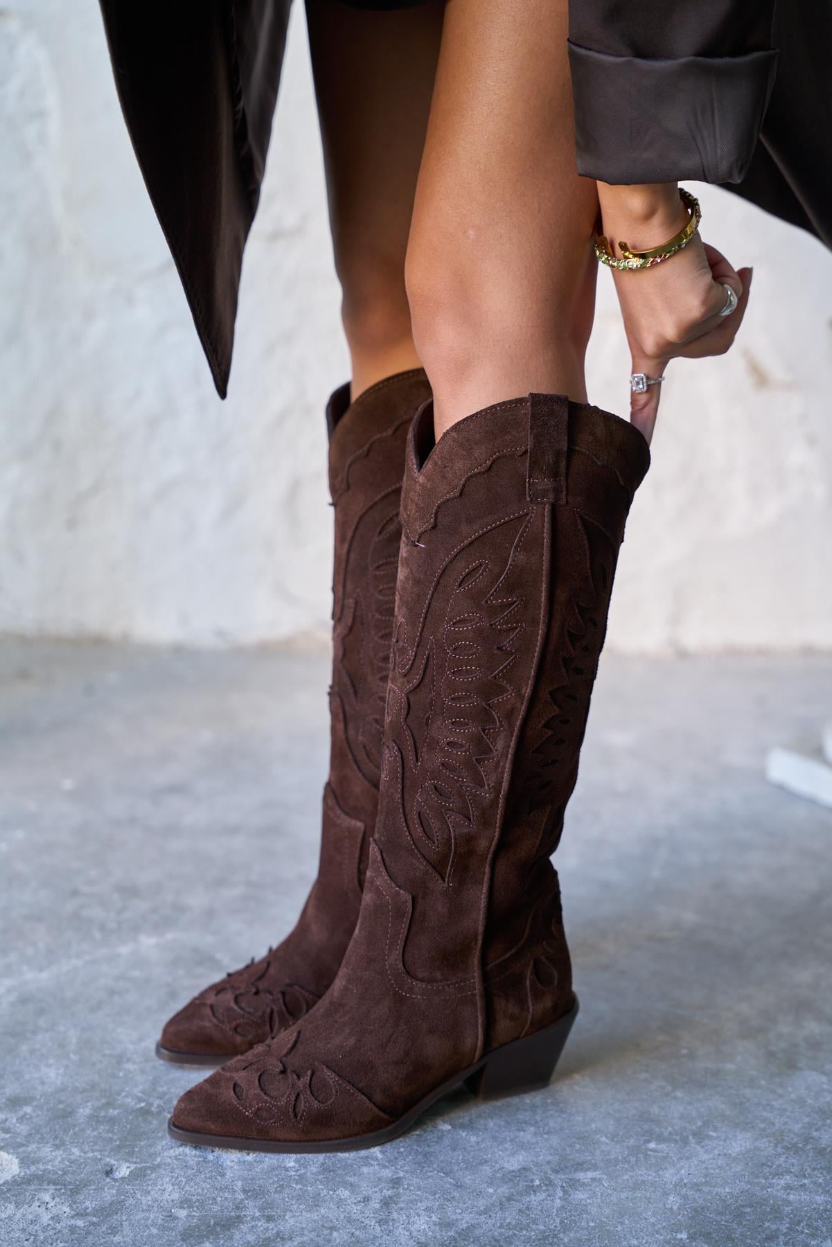 GRİMES KAHVE SÜET KOVBOY ÇİZME