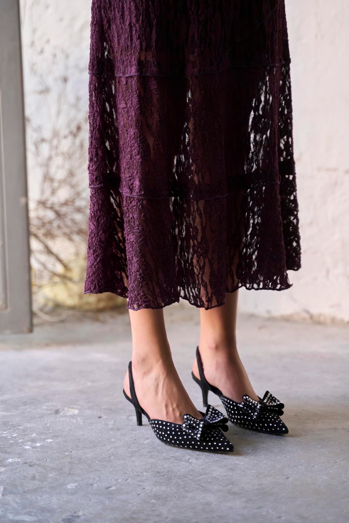 HOWE SİYAH SÜET TOPUKLU AYAKKABI