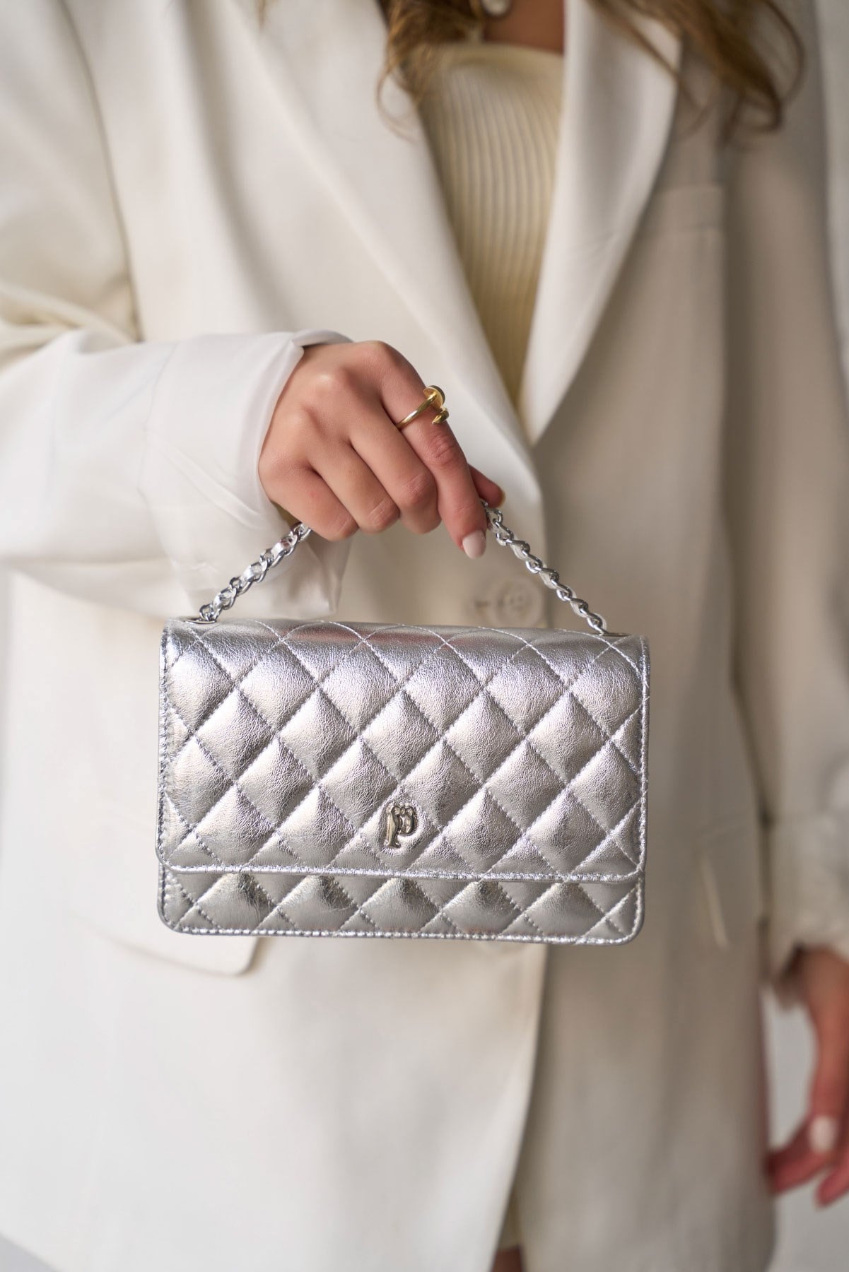 NAPOLİ GÜMÜŞ CLUTCH ÇANTA