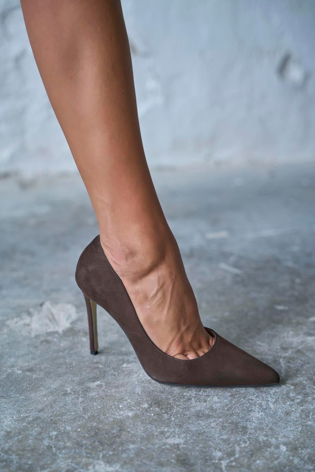 SİSTA 10 CM KAHVE SÜET STİLETTO