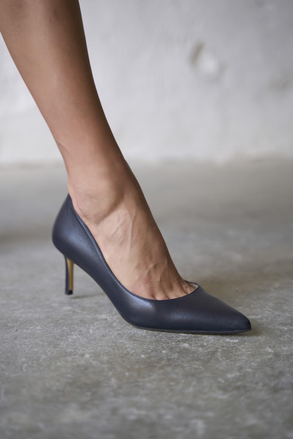 SİSTA 5 CM LACİVERT DERİ STİLETTO