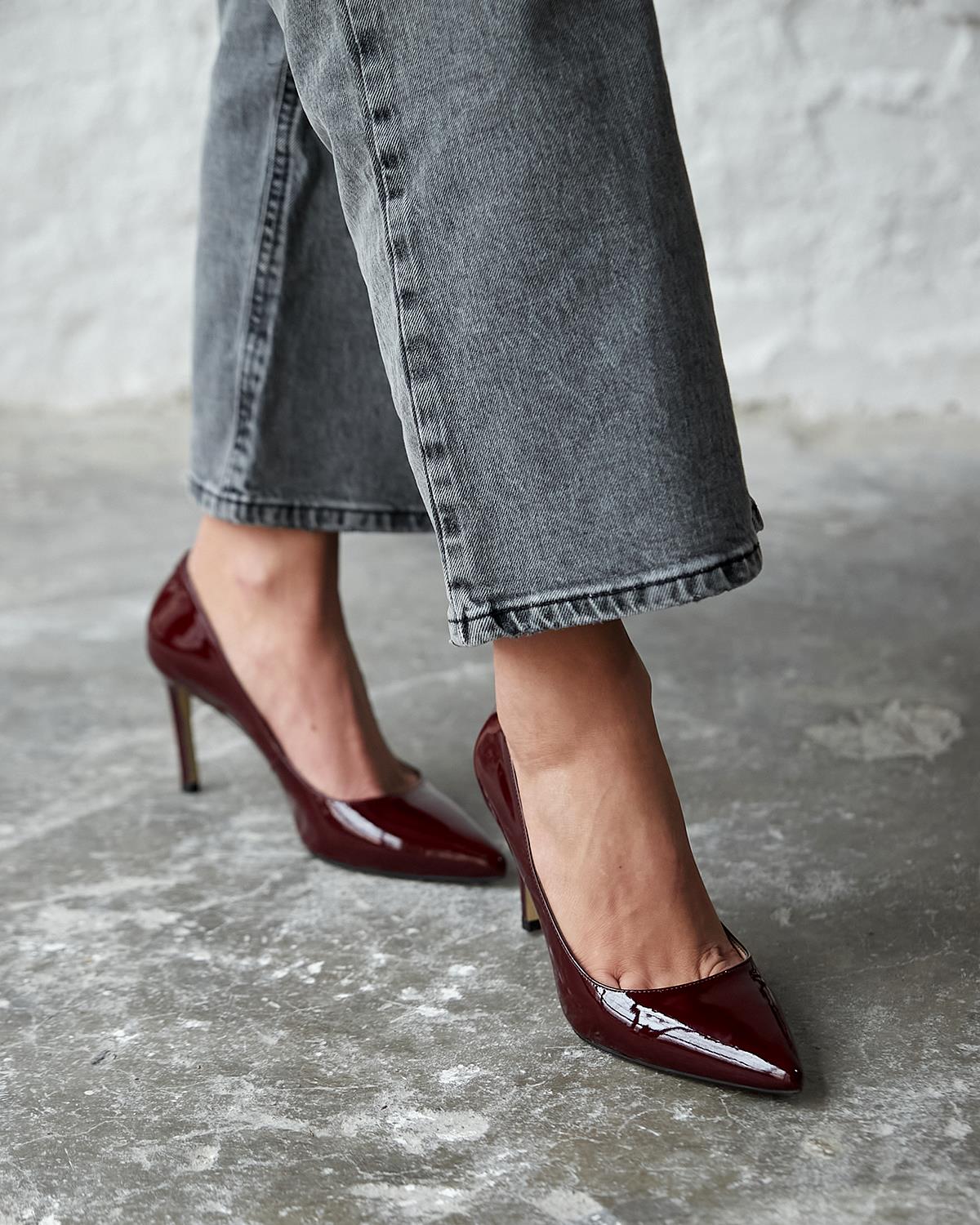 SİTY 8 CM BORDO RUGAN STİLETTO