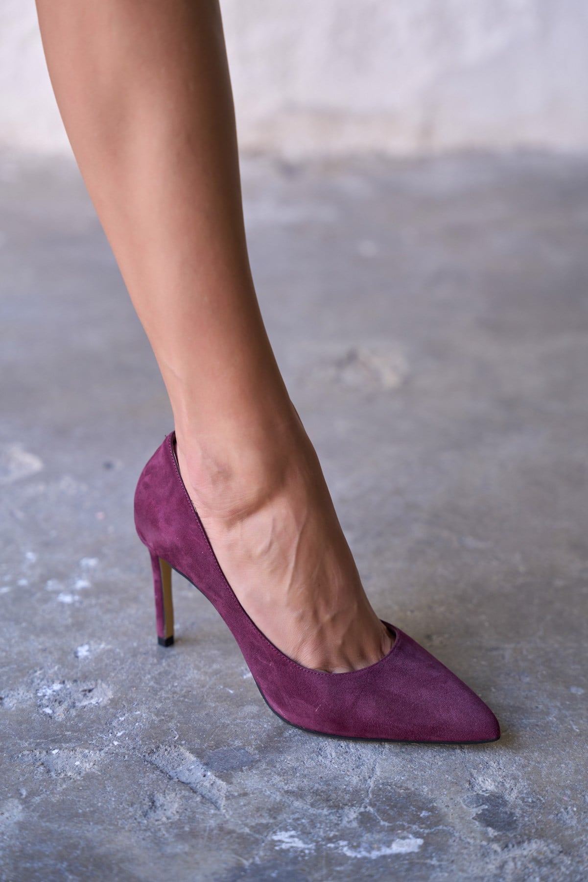 SİTY 8 CM BORDO SÜET STİLETTO