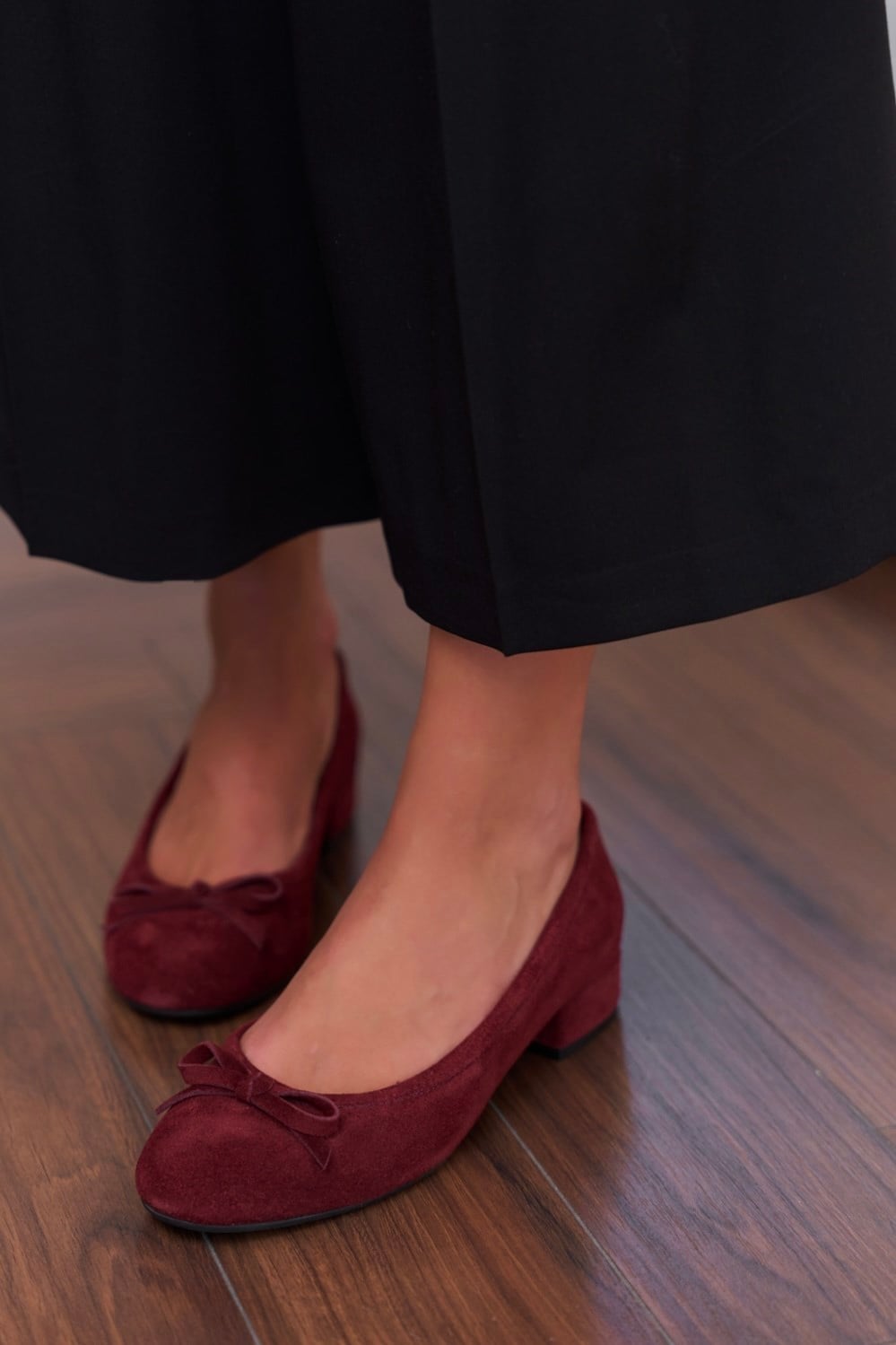 SPAKY BORDO SÜET TOPUKLU AYAKKABI 