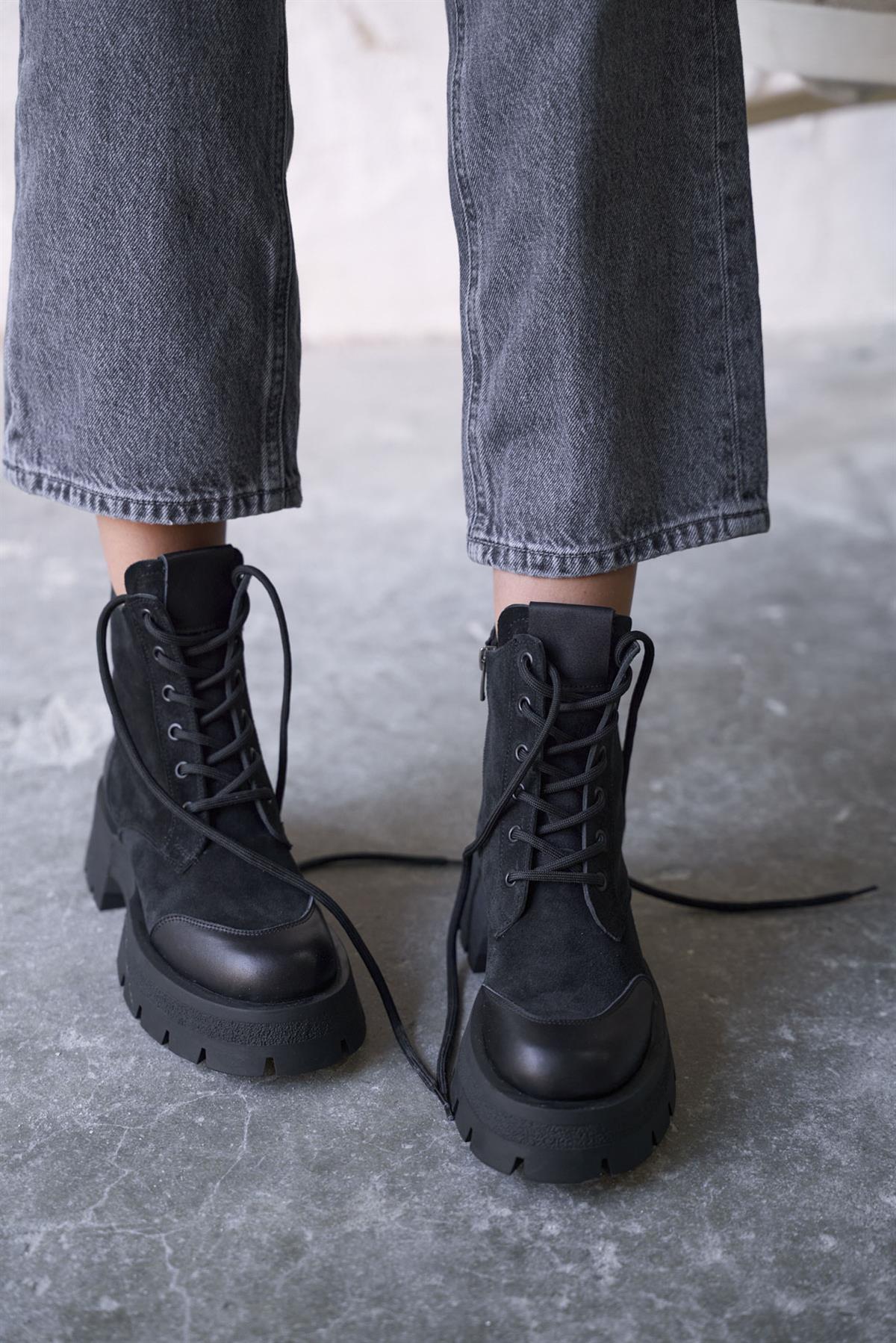 LİNEN SİYAH SÜET BOT