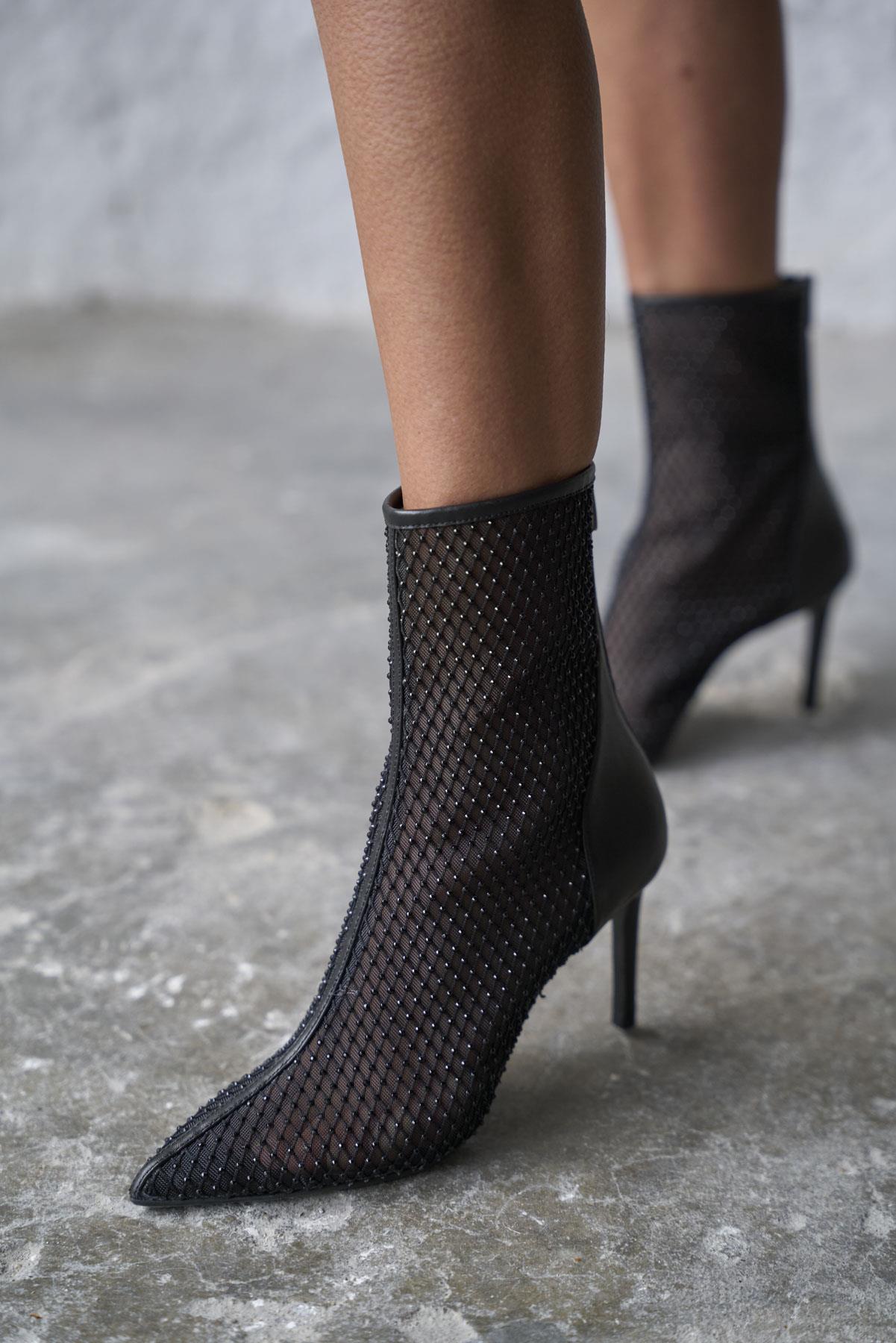 BERGAMO SİYAH FİLE TOPUKLU BOT