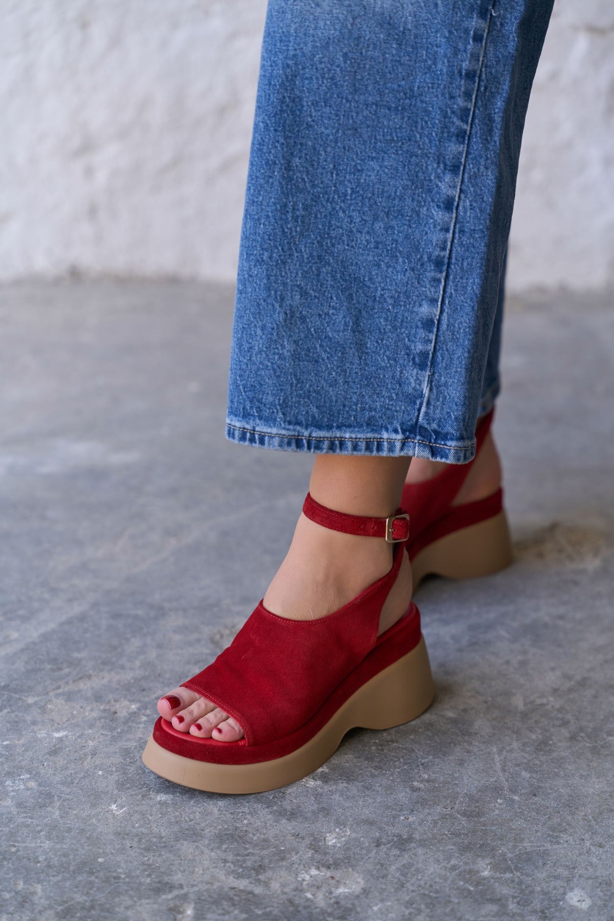 BREAK KIRMIZI SÜET SANDALET