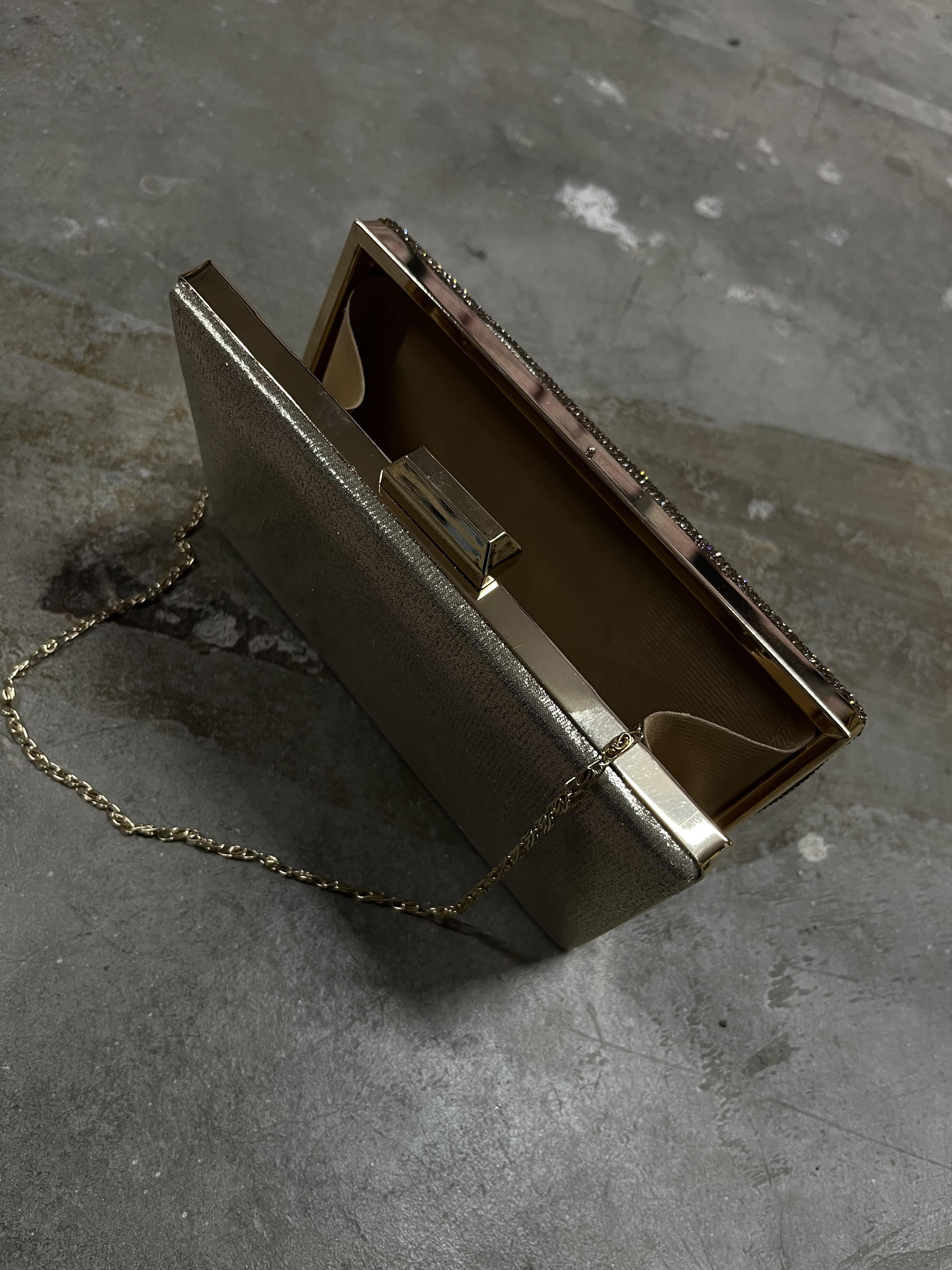 BRONZ TAŞLI CLUTCH ÇANTA