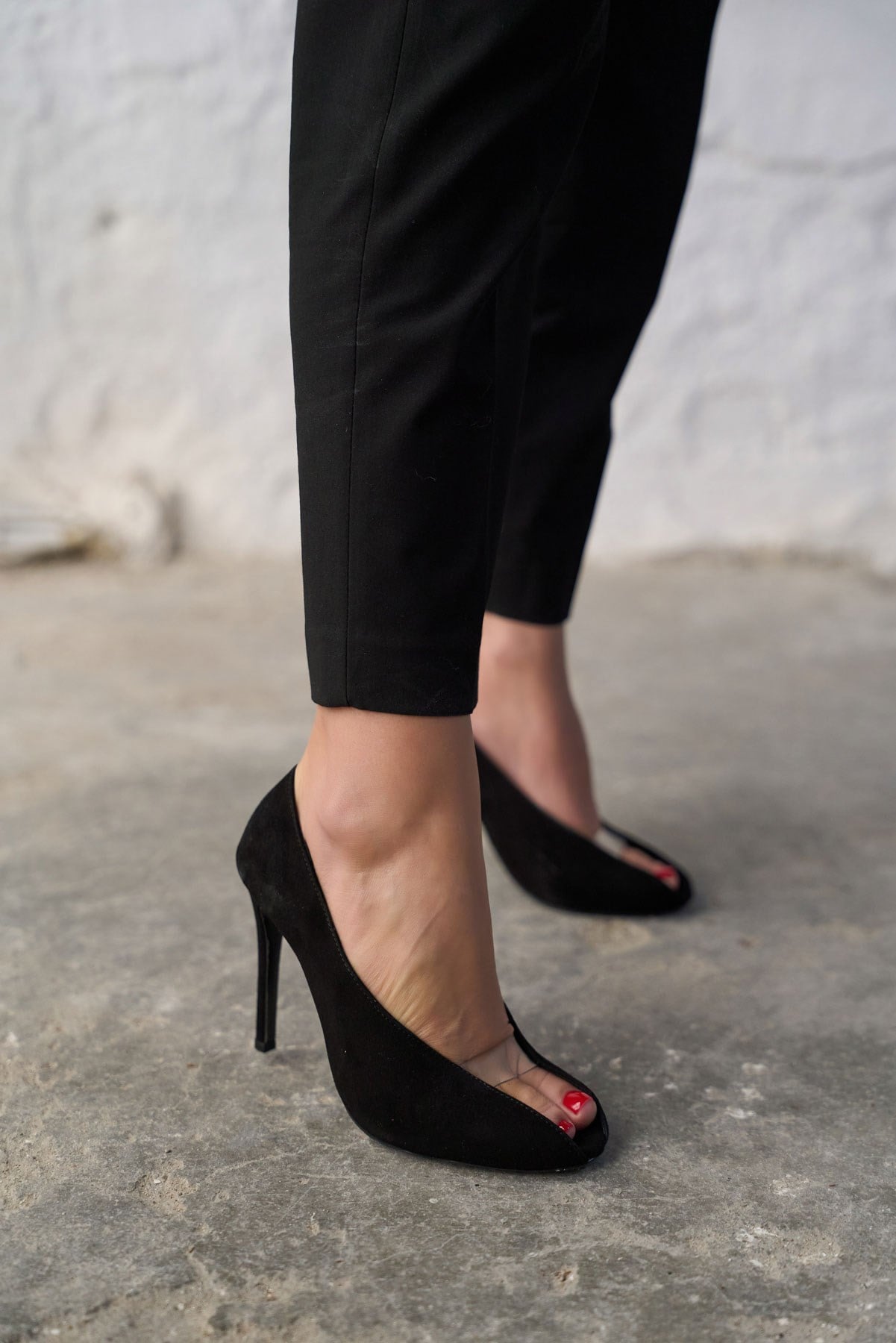 DALY SİYAH SÜET TOPUKLU AYAKKABI 