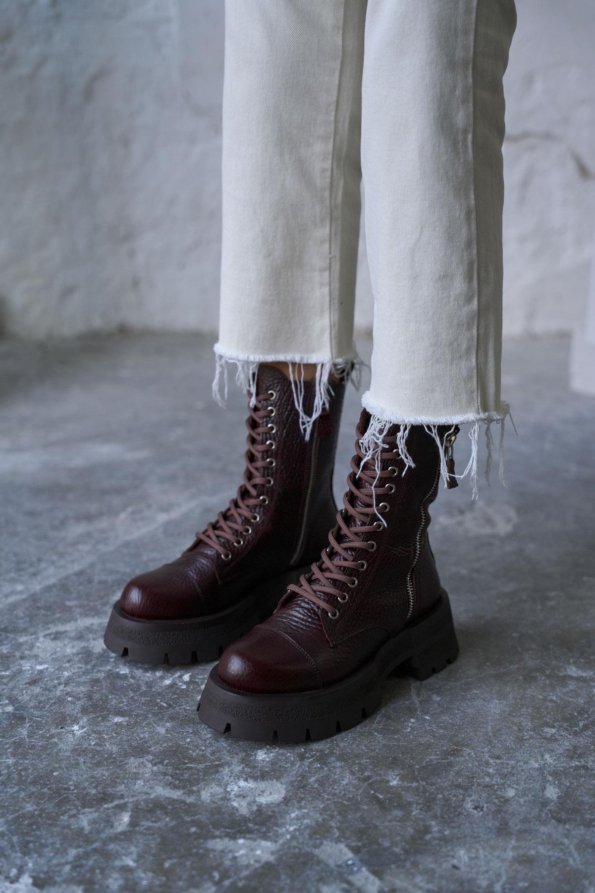 DUVRA KAHVE DERİ BOT