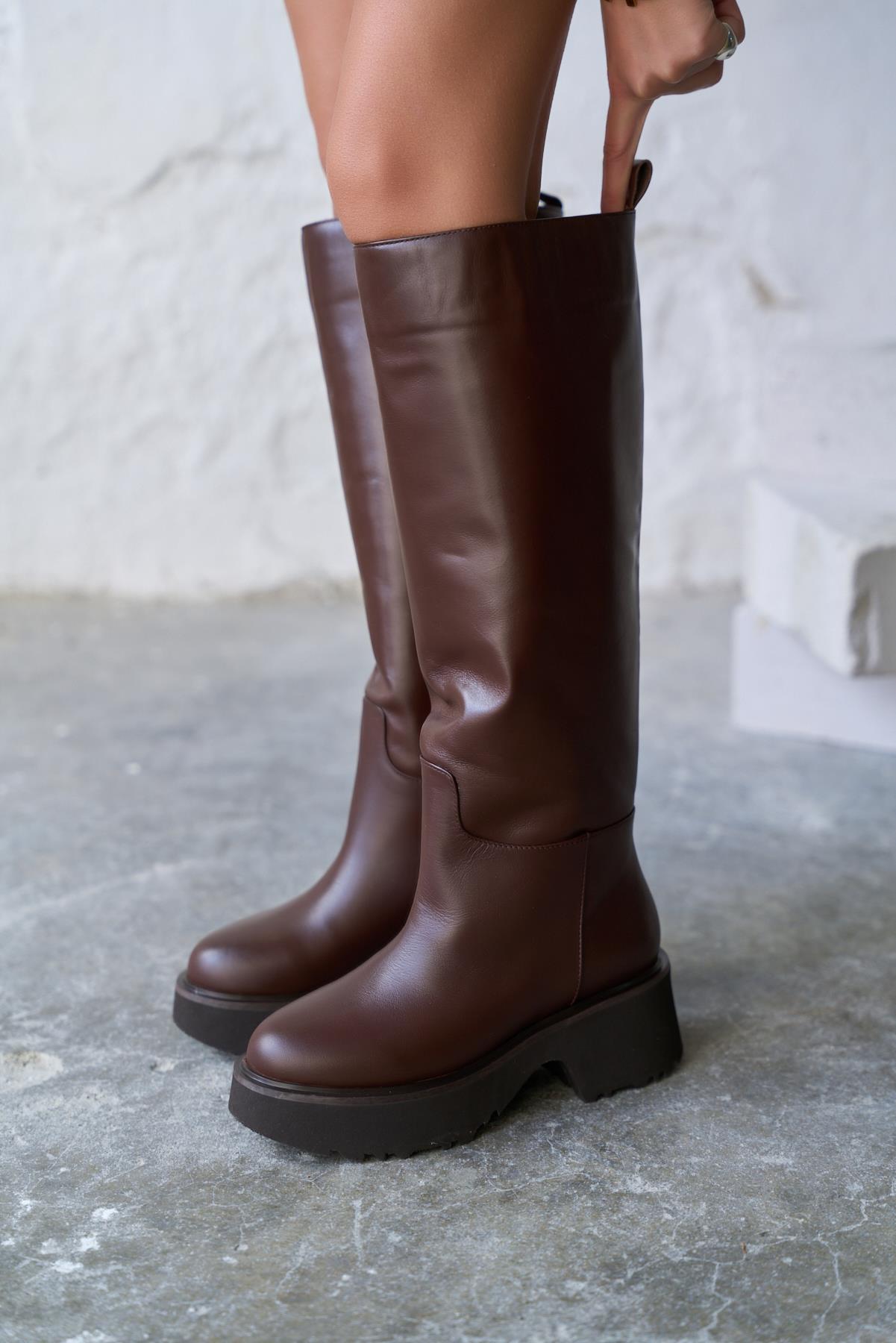 FOGGİA KAHVE DERİ ÇİZME