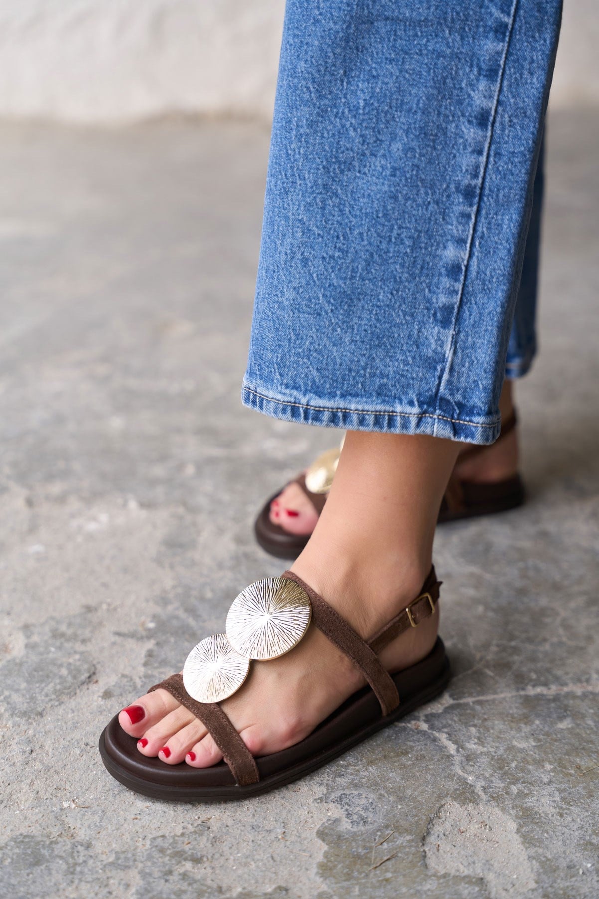 FORZA KAHVE SÜET SANDALET 