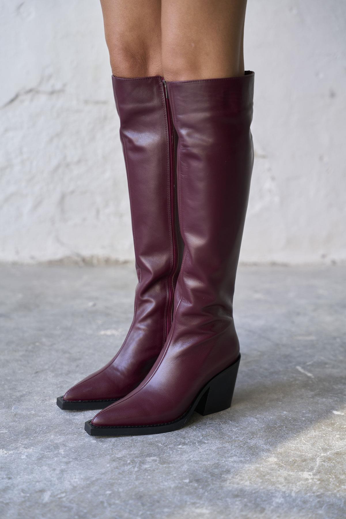 FRİEL BORDO DERİ ÇİZME 