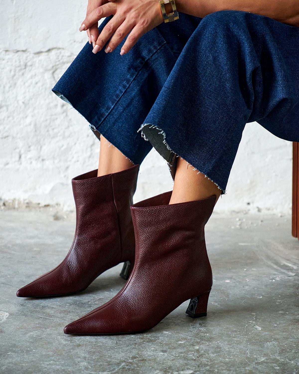 GAİL BORDO DERİ TOPUKLU BOT