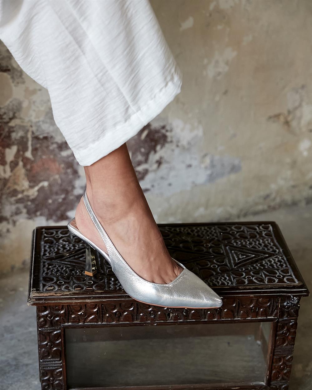 GUARD GÜMÜŞ DERİ TOPUKLU AYAKKABI