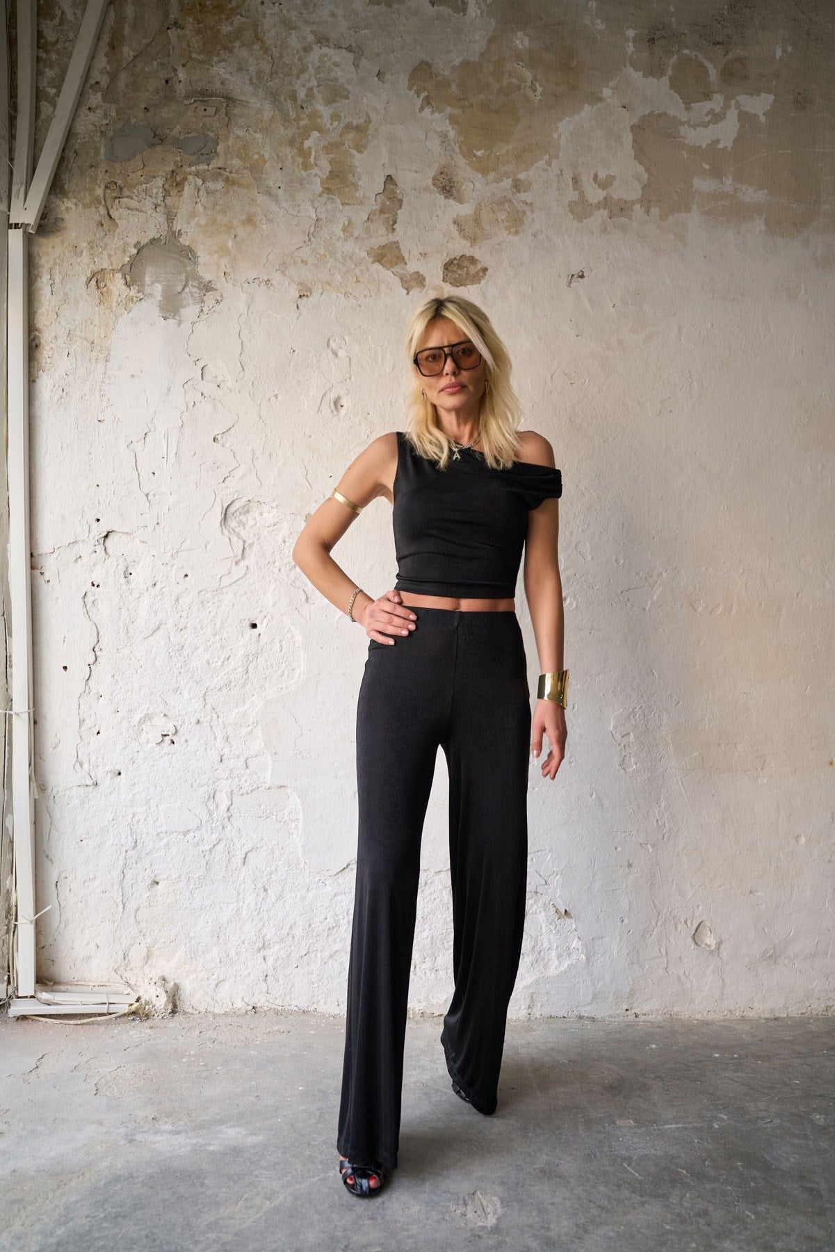 JASPER SİYAH TENSEL PANTOLON ÜST TAKIM