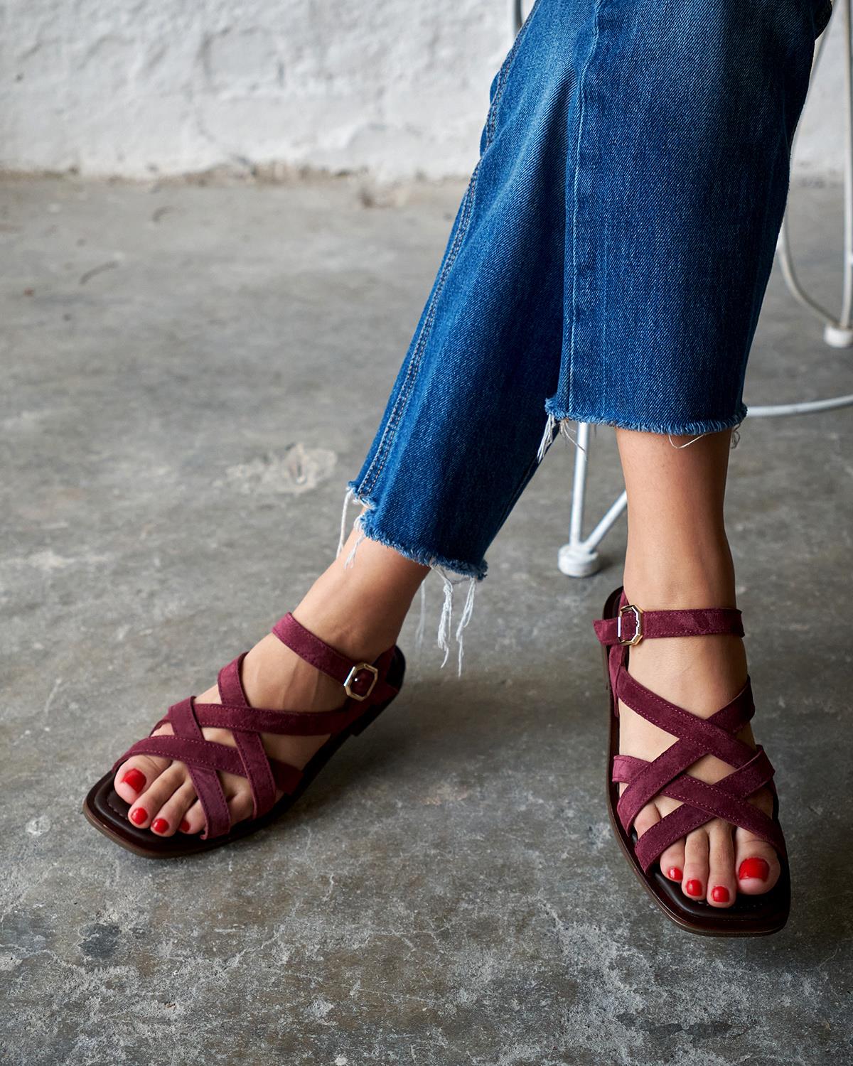 JONAH BORDO SÜET SANDALET