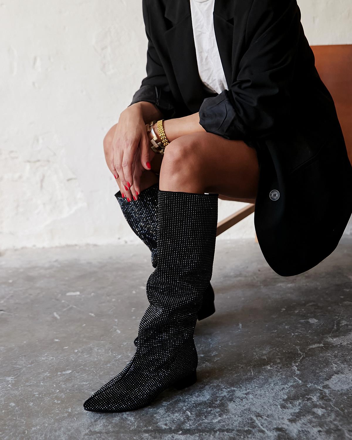 JUDİT SİYAH TAŞLI ÇİZME