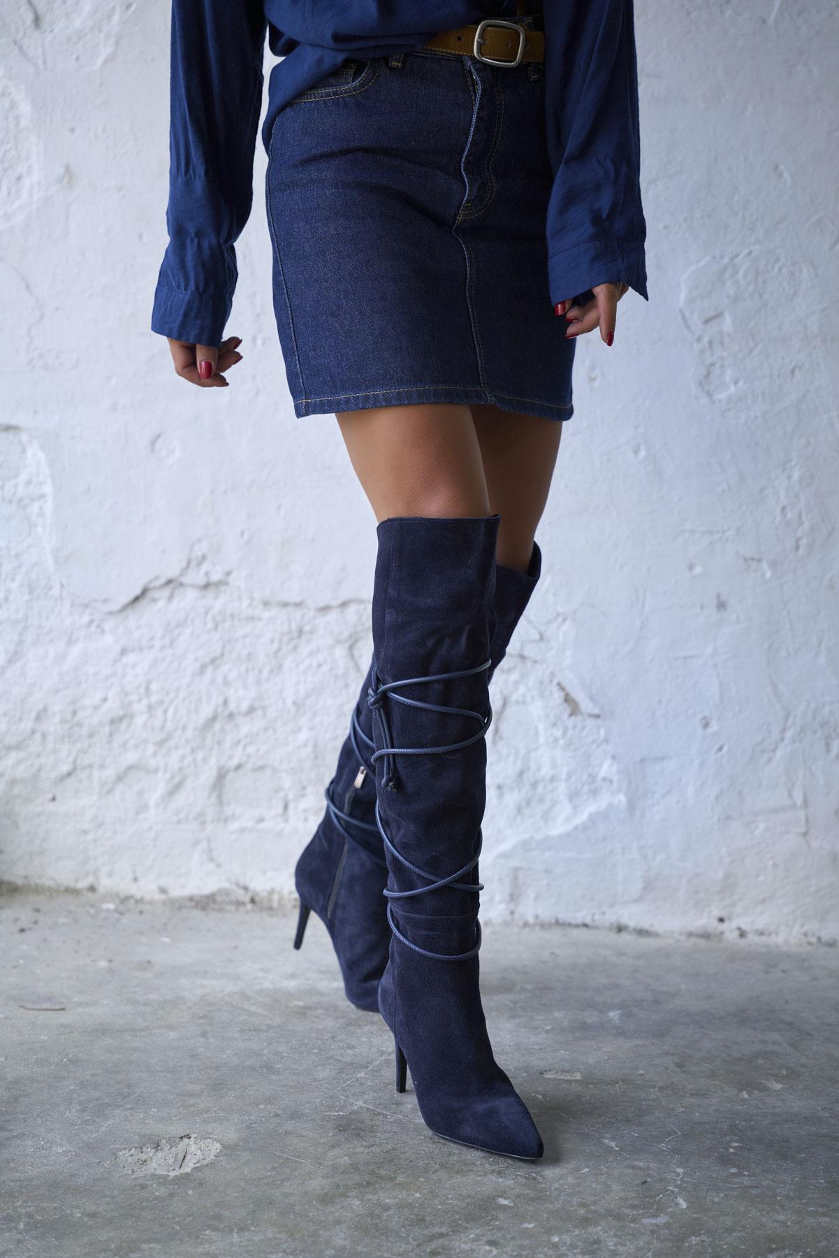 KEYLOR LACİVERT SÜET ÇİZME