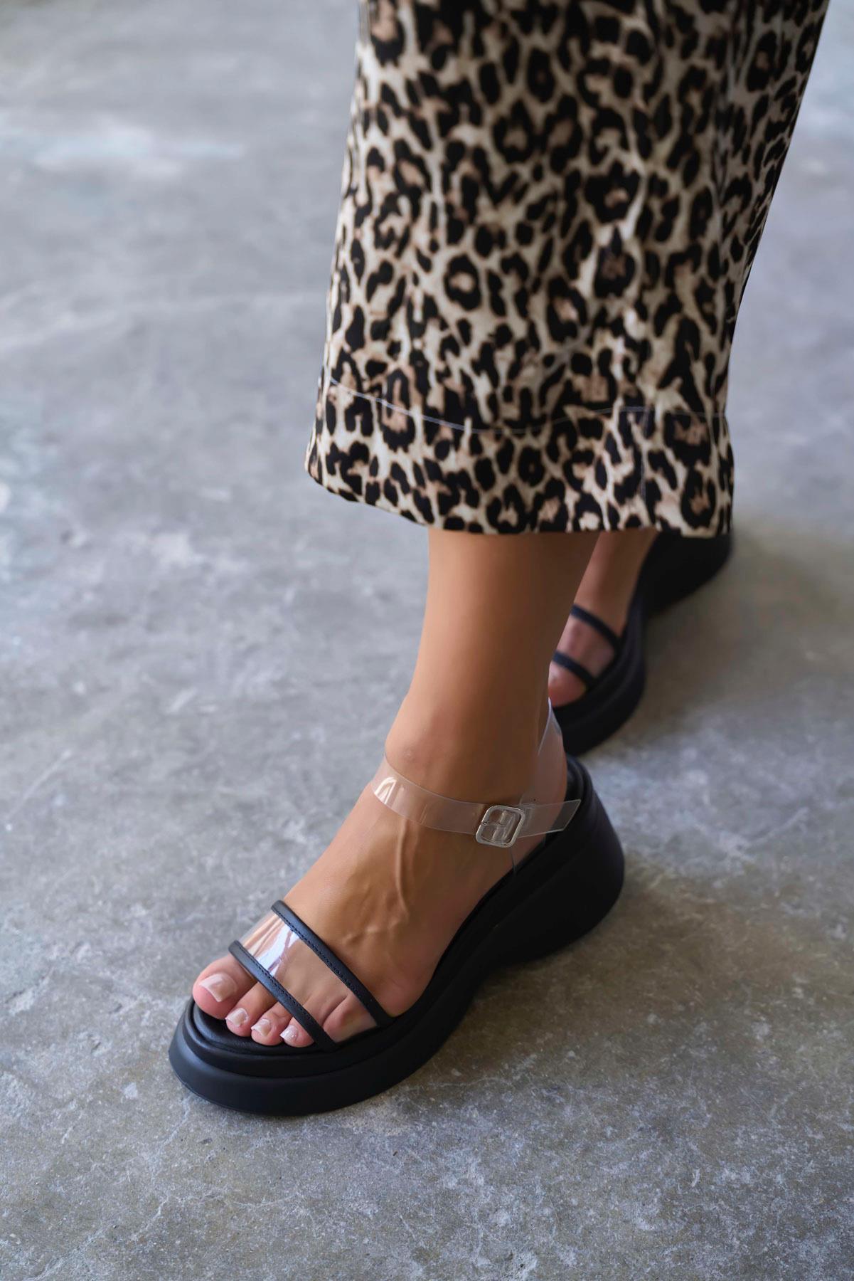 LENOX SİYAH ŞEFFAF SANDALET