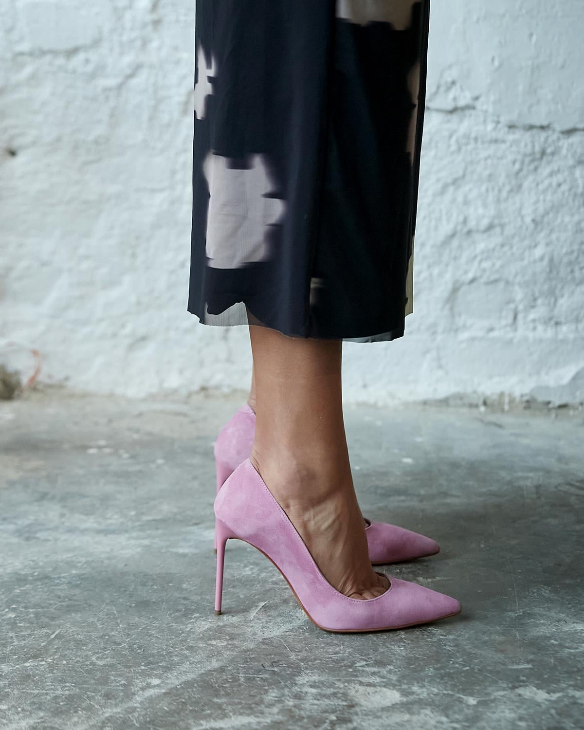 MİTTA 10 CM PEMBE SÜET STİLETTO