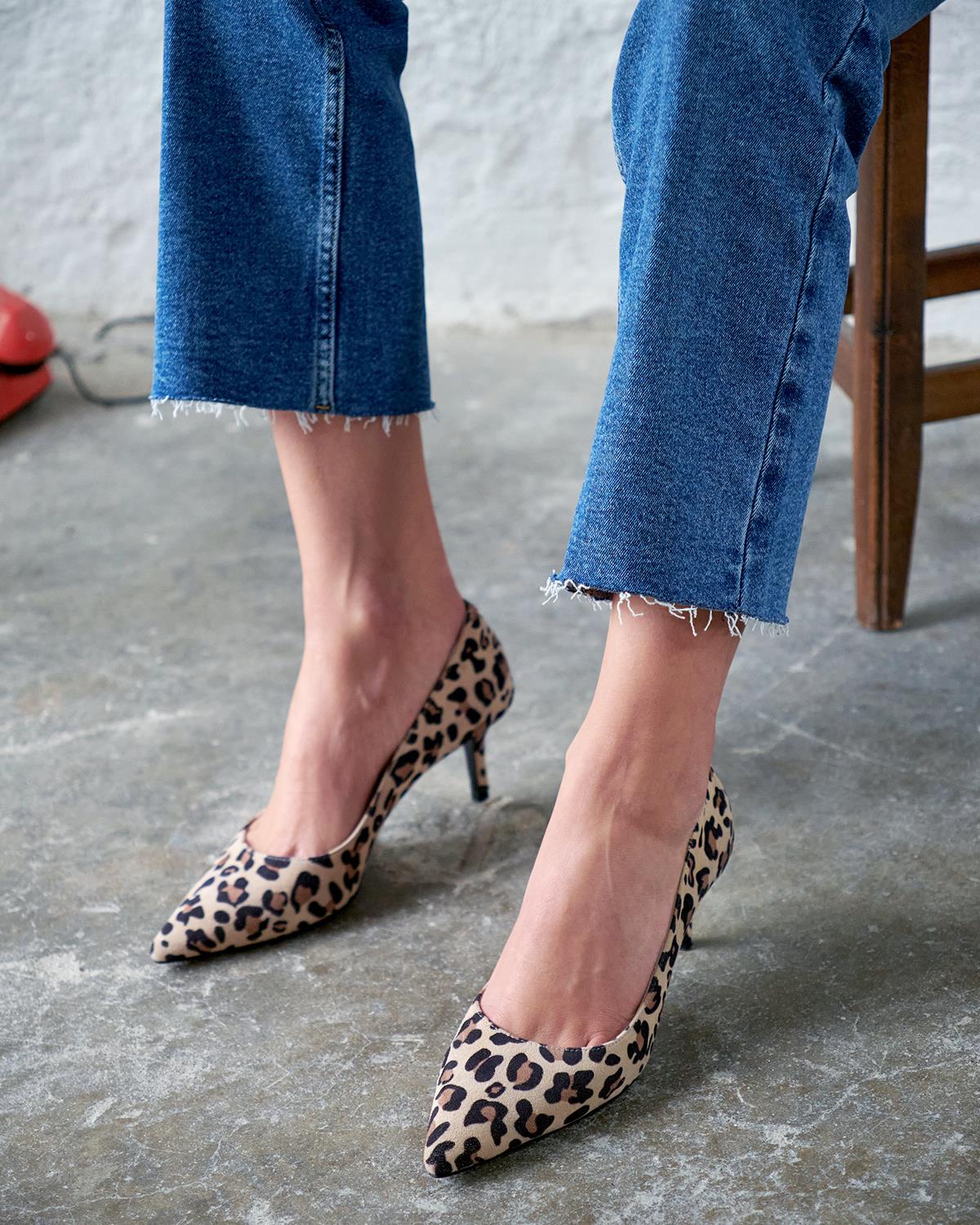 MİTTA 5 CM LEOPAR SÜET STİLETTO
