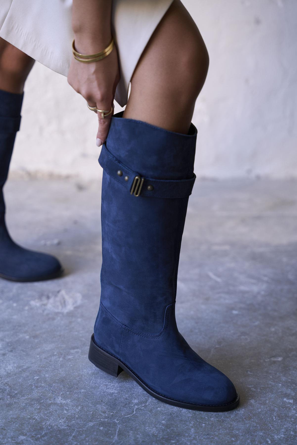 MODLİNG LACİVERT SÜET ÇİZME