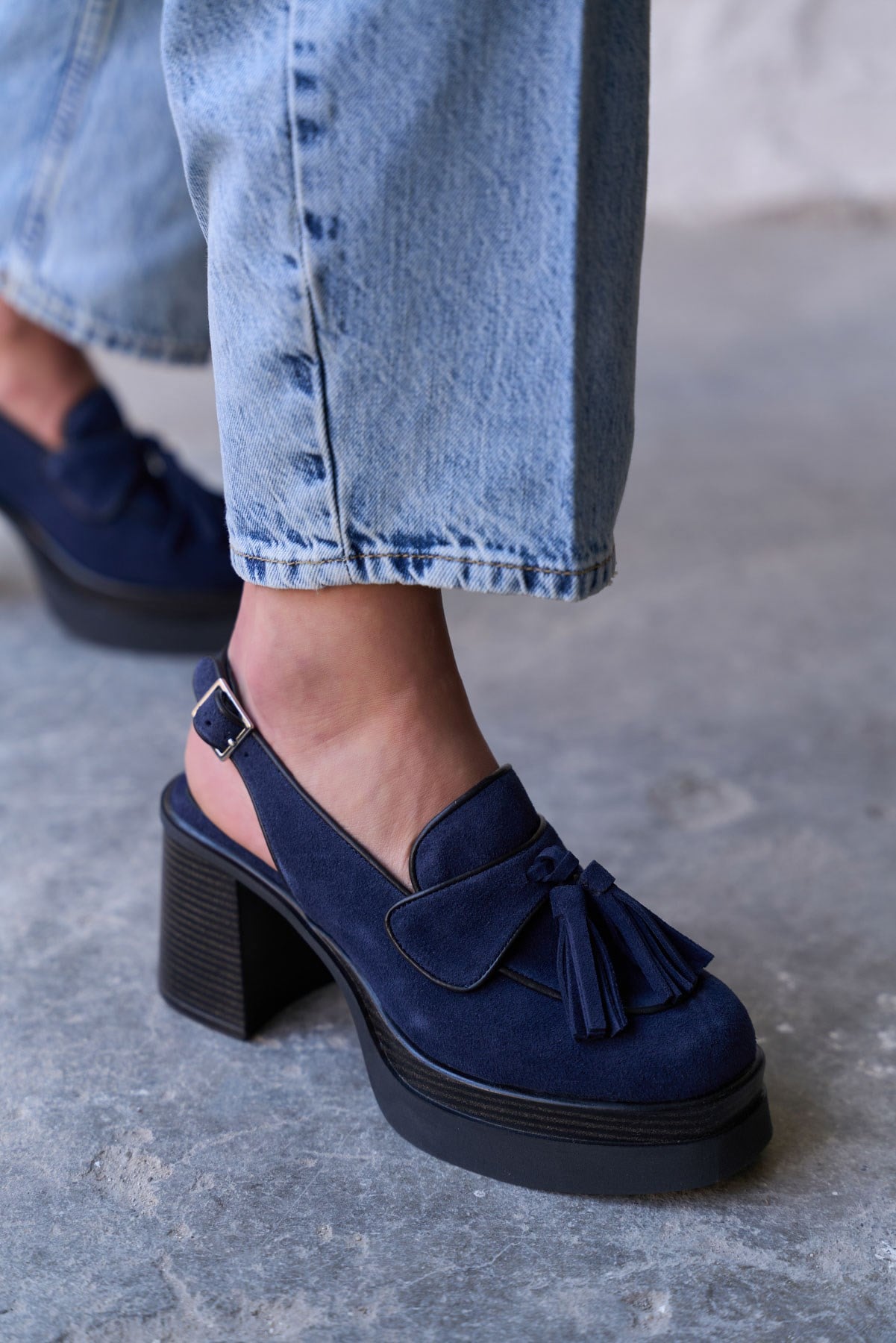 MOİST LACİVERT SÜET MAKOSEN