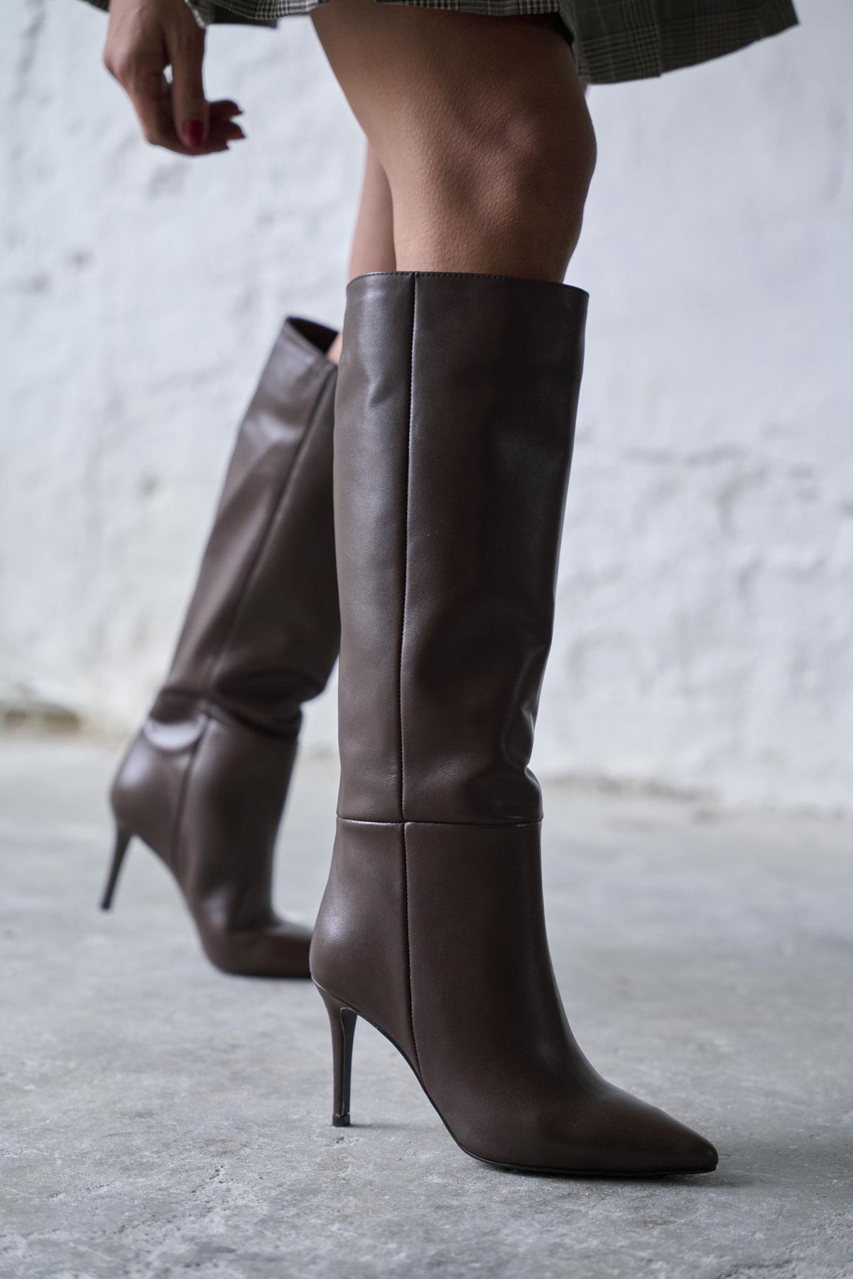 PİQUE KAHVE DERİ ÇİZME