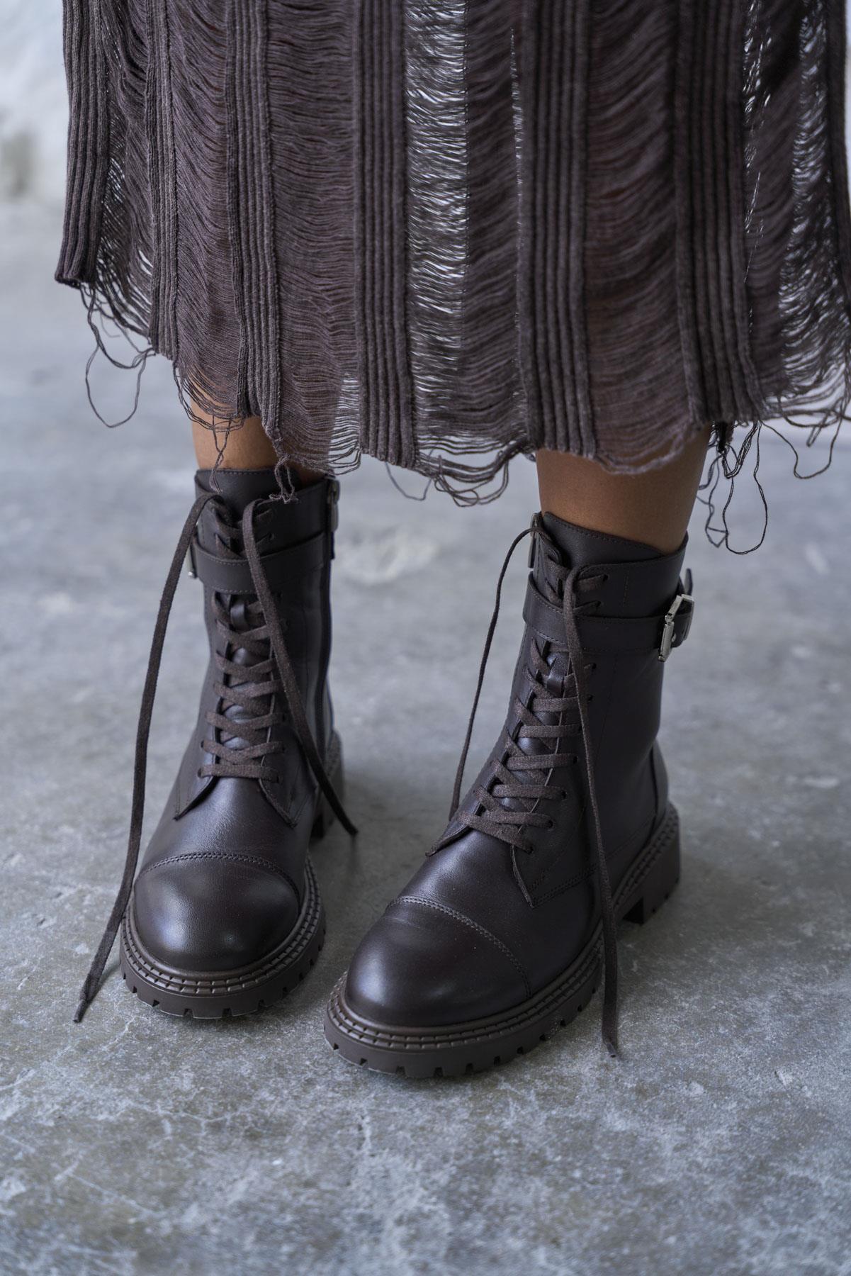 PLONES KAHVE DERİ BOT