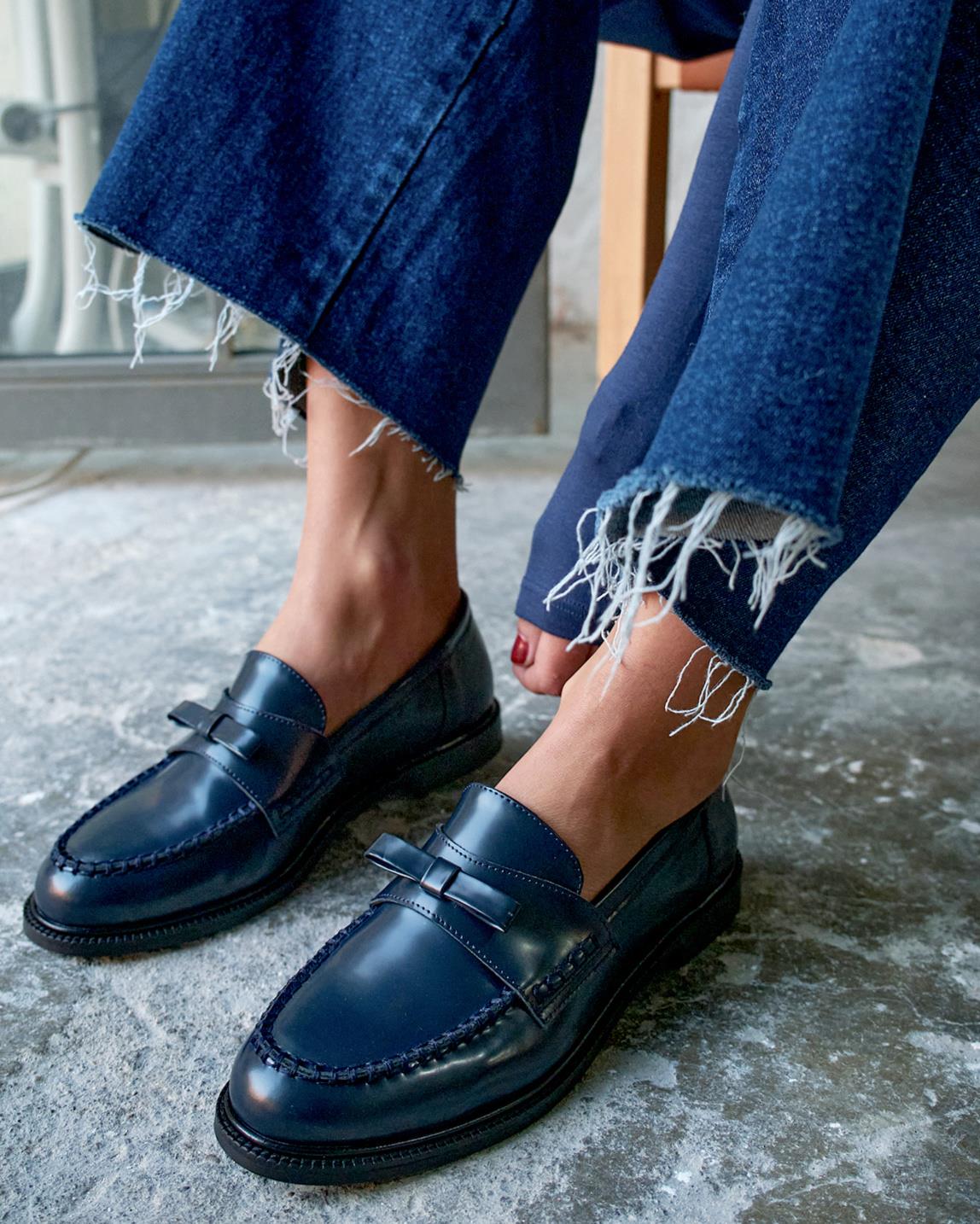 PREST LACİVERT DERİ MAKOSEN