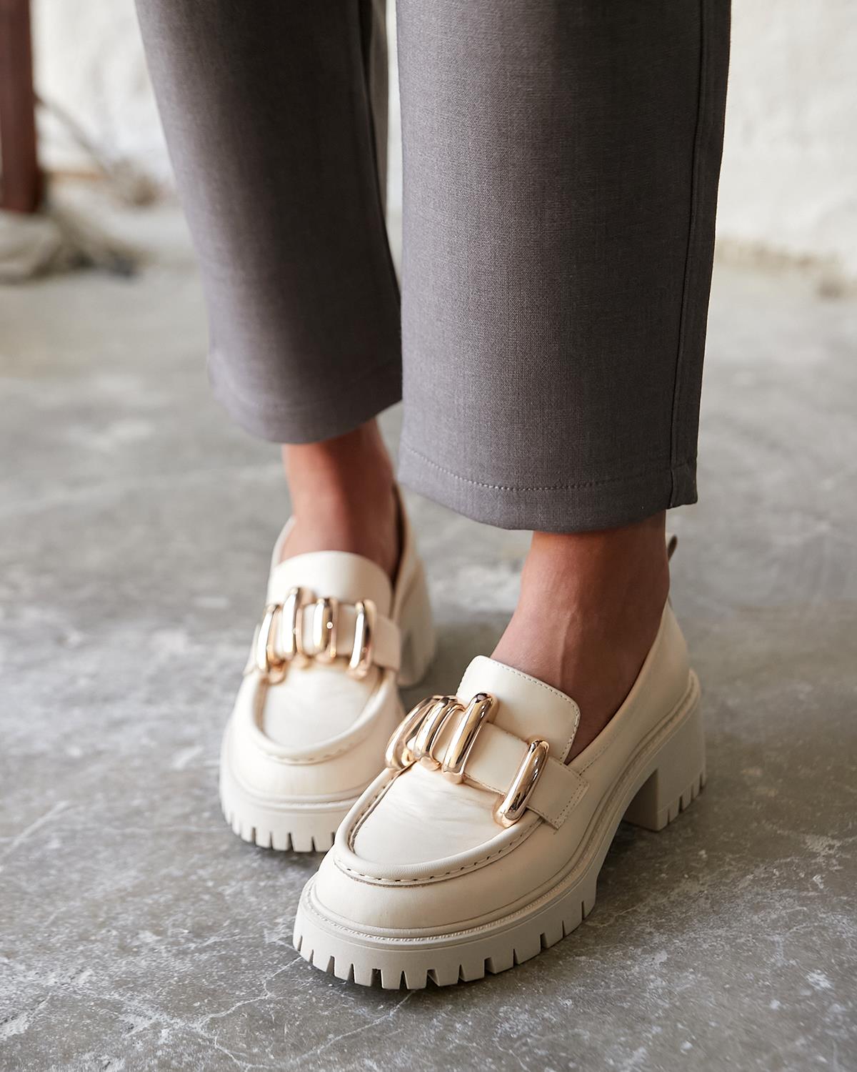 RİNGO EKRU DERİ MAKOSEN