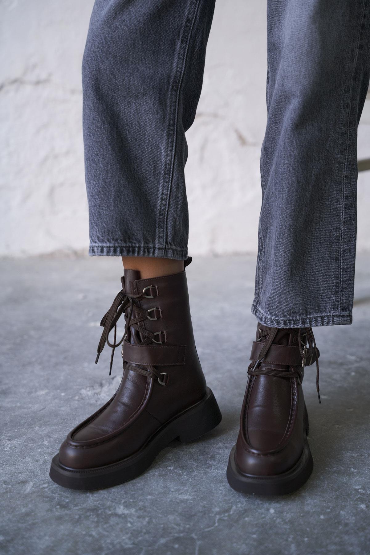 ROSVİEN KAHVE DERİ BOT