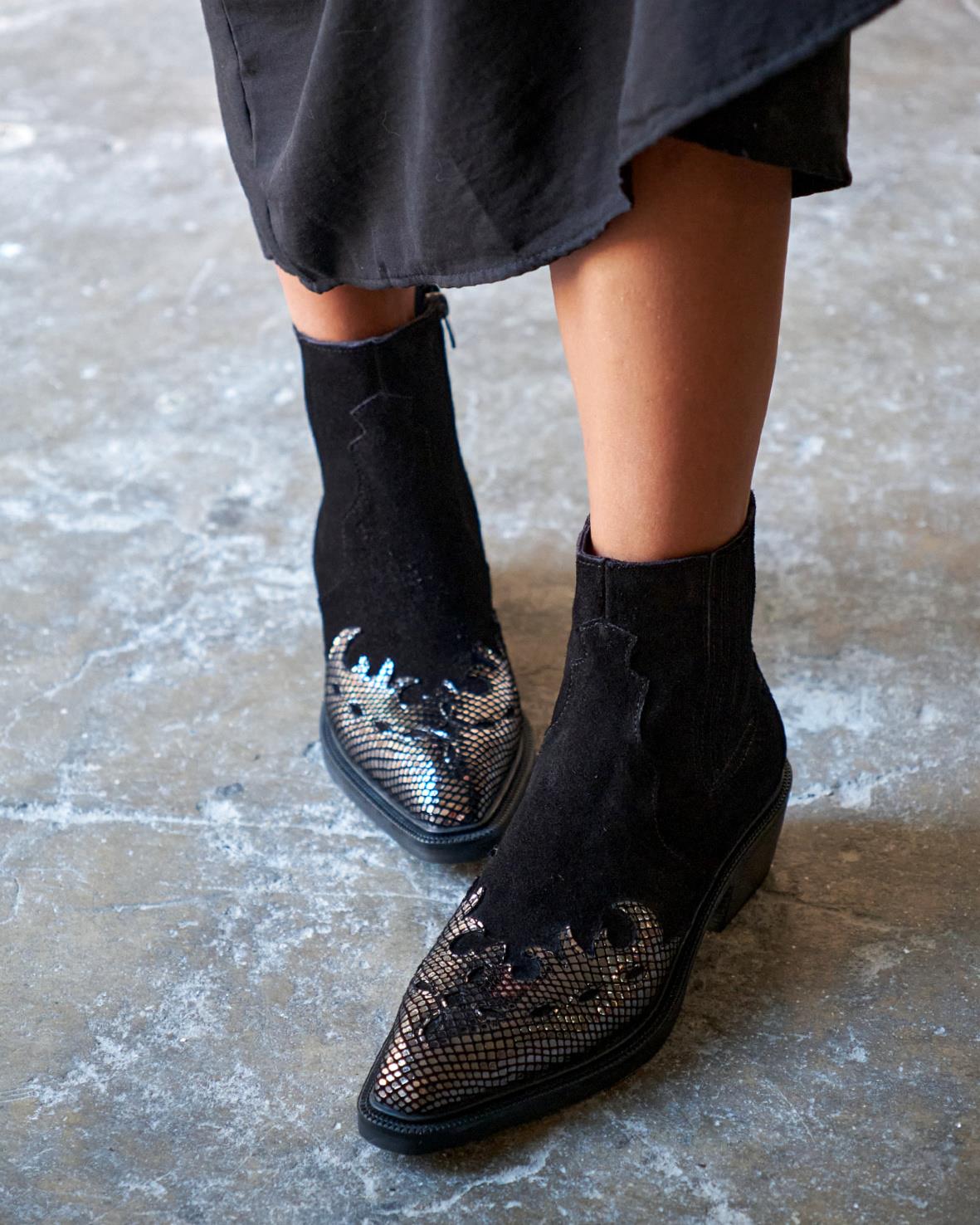 RUFUS SİYAH SÜET KOVBOY BOT