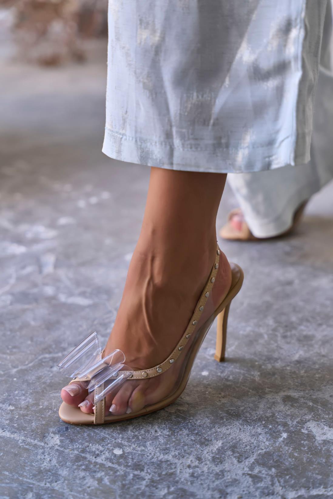 SANGU NUDE ŞEFFAF TOPUKLU AYAKKABI 