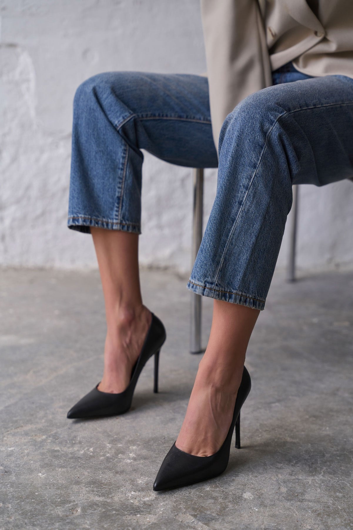 SASTY 11 CM SİYAH DERİ STİLETTO 